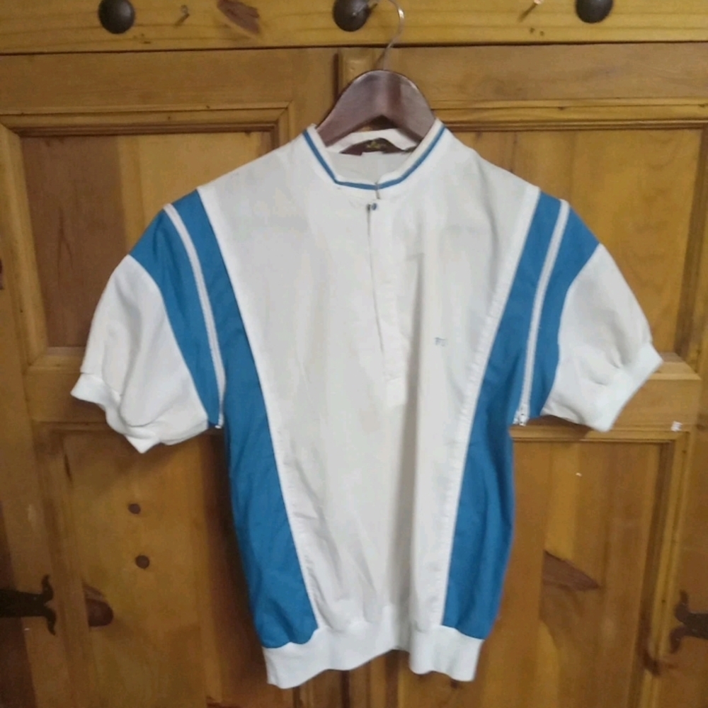 Sergio Valente White Shirt with Blue Trim